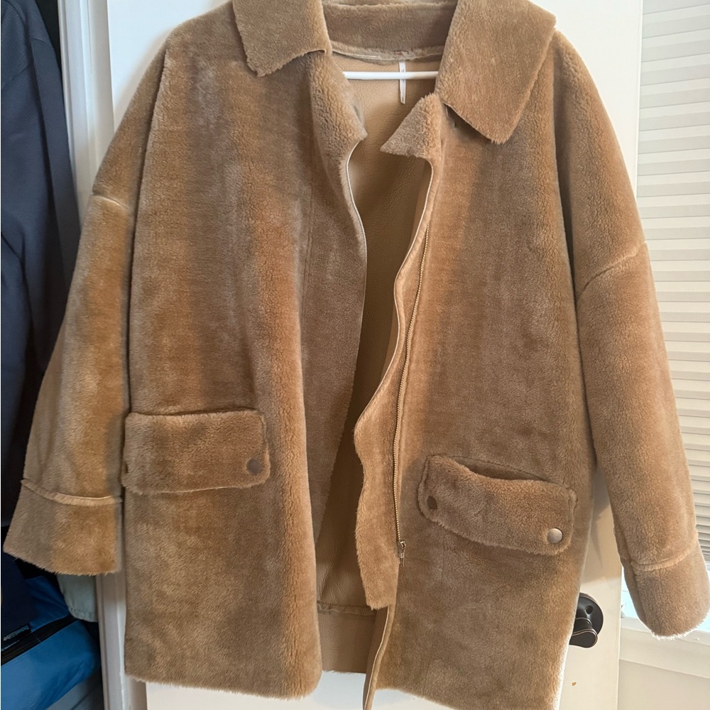 Free People Tan Faux Fur Coat